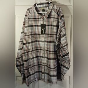 Men's Plaid Shirt - Black, White, Red